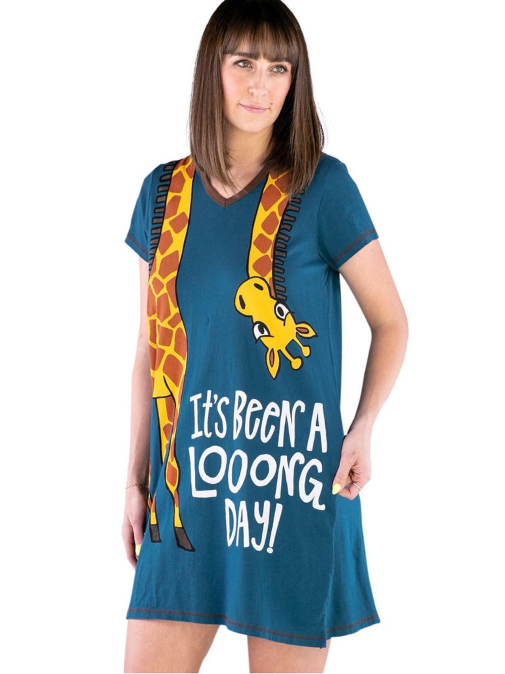Long Day Giraffe Women's V-neck Nightshirt